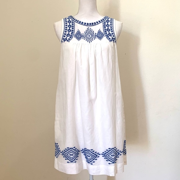 EUC✨J.Crew Linen Blend Embroidered Dress - Picture 5 of 13